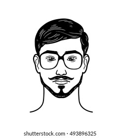 Vector portrait Hipster Image of bearded man for barbershop