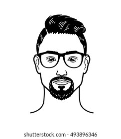 Vector portrait Hipster Image of bearded man for barbershop
