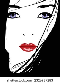 Vector portrait illustration of an asian woman