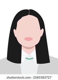 Vector Portrait Illustration of a Young Asian Businesswoman with Jade Necklace