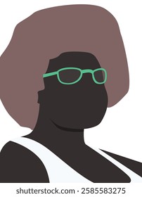 Vector Portrait Illustration of a Young Black Woman with Green Glasses