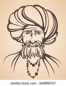 vector portrait of Indian man