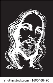 Vector Portrait Jesus Christ Isolated On Stock Vector (Royalty Free ...