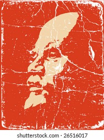 vector portrait of the lenin on poster