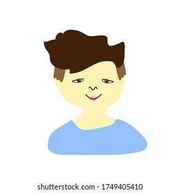 Vector portrait of a little boy in flat style. Illustration of a child of Asian race appearance by doodle.For child protection day.Design for coloring,packaging,web,children's games,cards,print.
