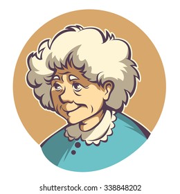 vector portrait of lovely grandmother