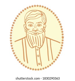 Vector portrait of a man with a beard in a hipster style, line art