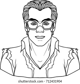 vector portrait of a man in glasses on an ethnic background