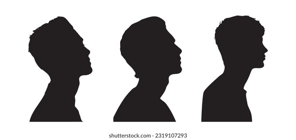 Vector portrait man silhouette set isolated vector.