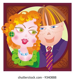 vector portrait of man and women