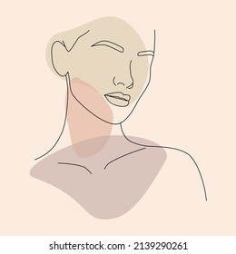 Vector portrait in a minimalist style. Portrait of a woman. Hand-drawn abstract. Used for social media stories, beauty logos, poster illustrations.