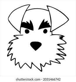 Vector portrait of a Mittel schnauzer dog in doodle cartoon style. Pet illustration in line art style