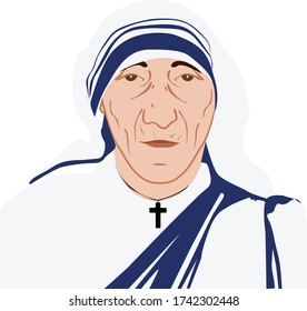 Vector Portrait Of Mother Teresa