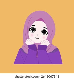 vector of portrait Muslim girl smiling