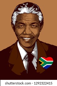 Vector Portrait Of Nelson Mandela, Born On 18 July 1918, The First President To Be Elected According To The Democratic Process Correctly, Served As The Federal Prime Minister During 1994-1999.