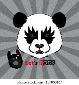 Vector Portrait of Panda Rocker, Let's Rock