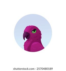 Vector portrait of a parrot in cartoon style on a white background.