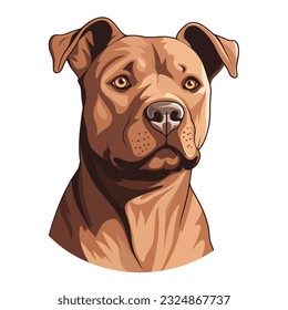 A Vector Portrait of a Pitbull Dog