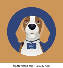 Vector portrait of a positive beagle  in flat style