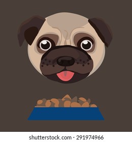 Vector Portrait of Pug Dog