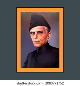 Vector Portrait of Quaid-e-Azam Muhammad Ali jinnah. (Founder of Pakistan) 25th December  birthday celebration.