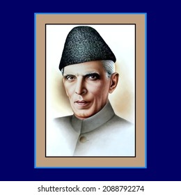 Vector Portrait of Quaid-e-Azam Muhammad Ali jinnah. (Founder of Pakistan) 25th December  birthday celebration.