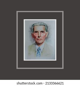 Vector Portrait of Quaid-e-Azam Muhammad Ali jinnah. (Founder of Pakistan) 25th December  birthday celebration.