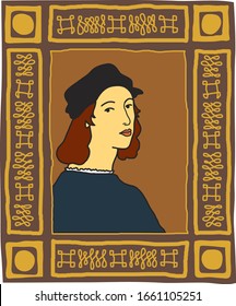 Porträt der Vektorillustration Raphael Santi an der Grenze