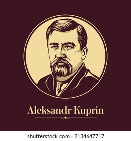 Vector portrait of a Russian writer. Aleksandr Kuprin was a Russian writer best known for his novels The Duel and Yama: The Pit, as well as Moloch etc.