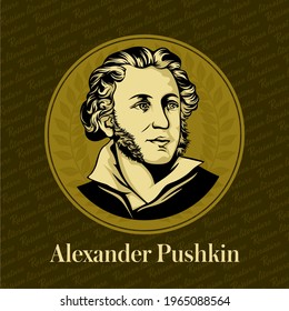 Vector portrait of a Russian writer. Alexander Sergeyevich Pushkin was a Russian poet, playwright, and novelist of the Romantic era. He is considered by many to be the greatest Russian poet