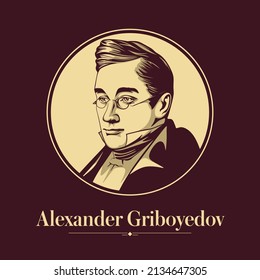 Vector portrait of a Russian writer. Alexander Griboyedov was a Russian diplomat, playwright, poet, and composer. Griboyedov is best known for his play in verse "Woe from Wit".