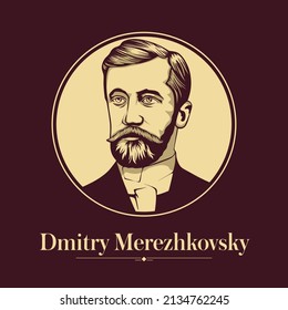 Vector portrait of a Russian writer. Dmitry Merezhkovsky was a Russian novelist, poet, religious thinker, and literary critic. A seminal figure of the Silver Age of Russian Poetry
