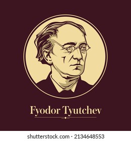 Vector portrait of a Russian writer. Fyodor Tyutchev was a Russian poet and diplomat.