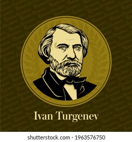 Vector portrait of a Russian writer. Ivan Sergeyevich Turgenev (1818-1883) was a Russian novelist, short story writer, poet, playwright, translator and popularizer of Russian literature in the West.