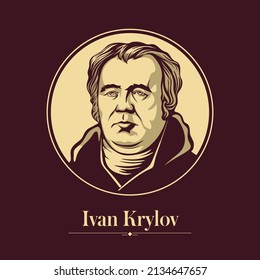 Vector portrait of a Russian writer. Ivan Krylov is Russia's best-known fabulist and probably the most epigrammatic of all Russian authors. 