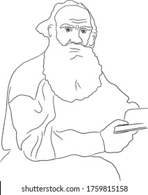 Vector portrait of russian writer Leo Tolstoy