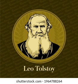 Vector portrait of a Russian writer. Lev Nikolayevich Tolstoy (1828-1910) was a Russian writer who is regarded as one of the greatest authors of all time. He received nominations for the Nobel Prize i