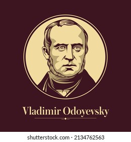 Vector portrait of a Russian writer. Vladimir Odoyevsky was a prominent Russian Imperial philosopher, writer, music critic, philanthropist and pedagogue. He became known as the "Russian Hoffmann"