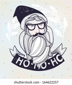 vector portrait of Santa Claus in vintage glasses