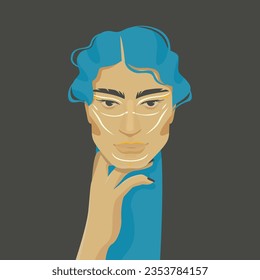Vektorporträt eines sinnlichen androgynen jungen Mannes mit heller Make-up.