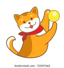 Vector portrait of Shiba-inu lineart dog, symbol of the Chinese New Year 2018, seasonal avatar head in line art style, isolated on white.
