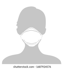 Vector portrait silhouette with face mask, usable as an avatar.