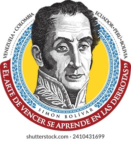 Vector portrait of Simon Bolivar El Libertador, vintage, vector