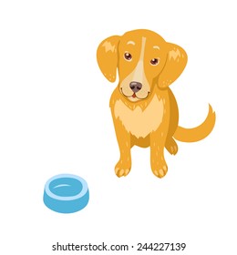 Vector portrait of smiling  Golden Retriever dog sitting.