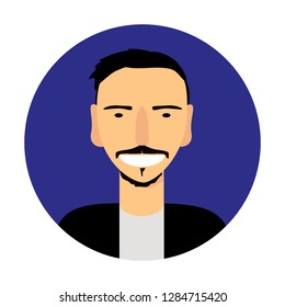 Vector portrait of smiling man in a blue circle
