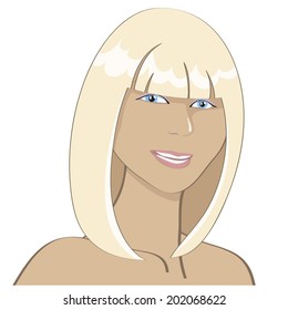 Vector portrait of a smiling sun burnt blonde girl