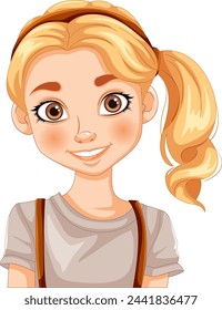 Vector portrait of a smiling young blonde girl