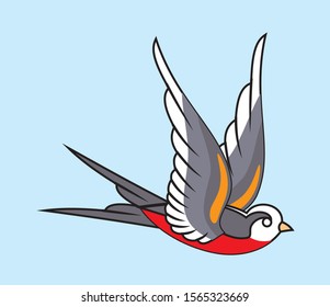Vector portrait of a swallow, logo, character, mascot
