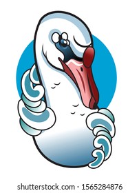 Vector portrait of a swan, logo, character, mascot