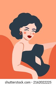 retrato vectorial de la chica vintage en estilo de anclaje